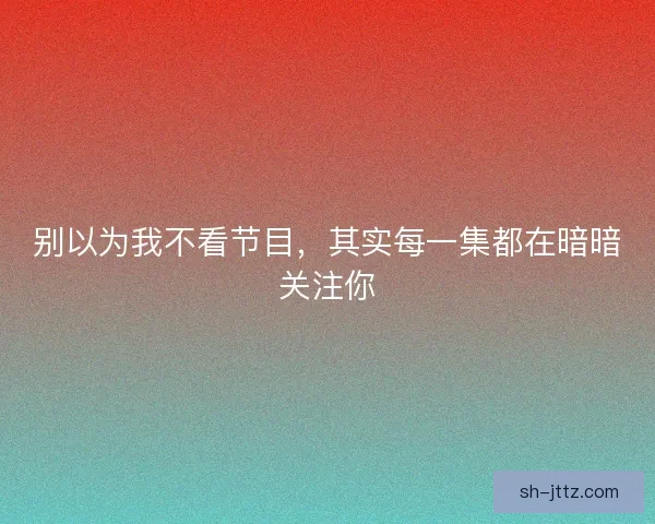别以为我不看节目，其实每一集都在暗暗关注你