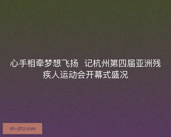 心手相牵梦想飞扬  记杭州第四届亚洲残疾人运动会开幕式盛况